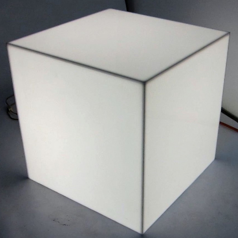 White Acrylic End Table with LED 18x18x18H